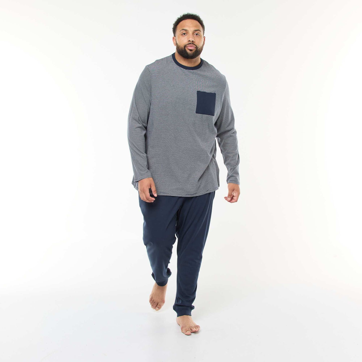 Conjunto de pijama largo de punto camiseta + pantalón - 2 piezas AZUL