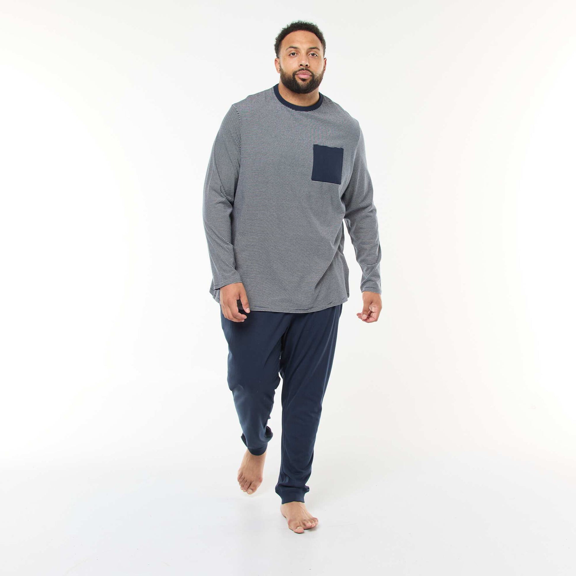 Conjunto de pijama largo de punto camiseta + pantalón - 2 piezas AZUL