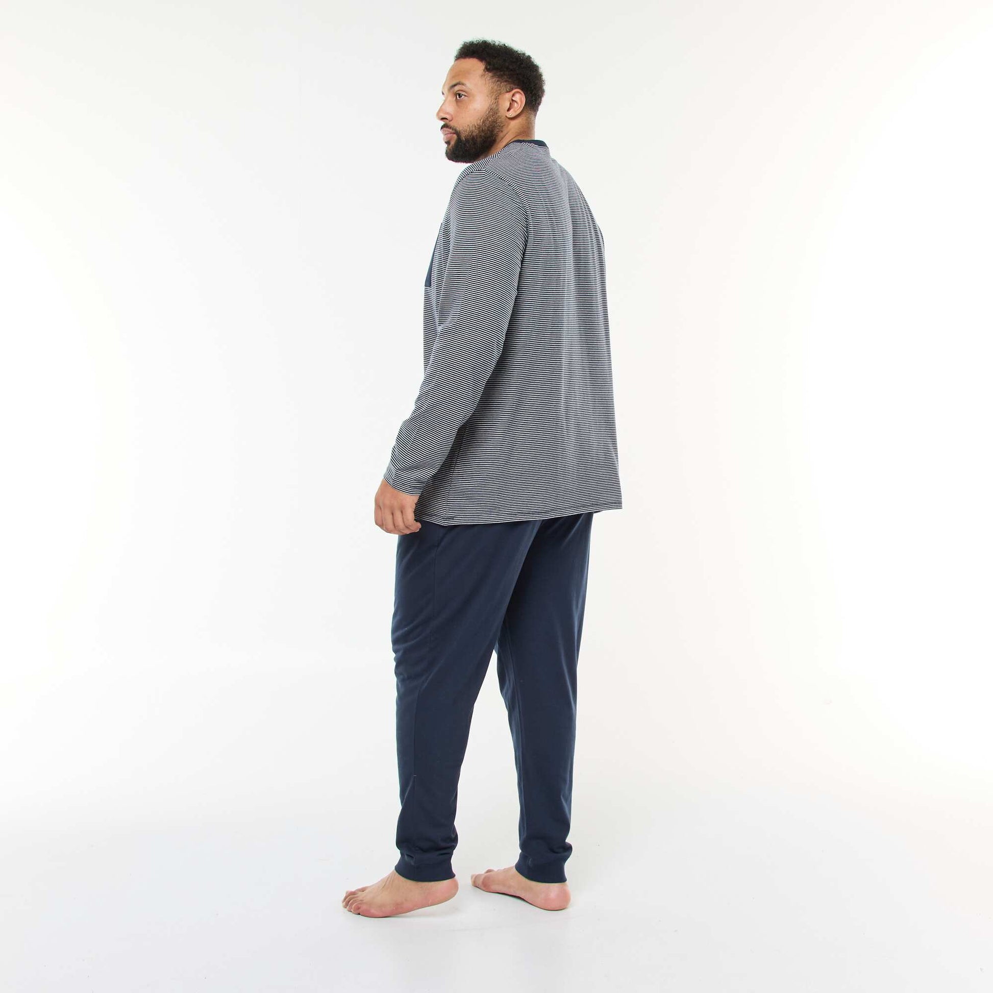 Conjunto de pijama largo de punto camiseta + pantalón - 2 piezas AZUL