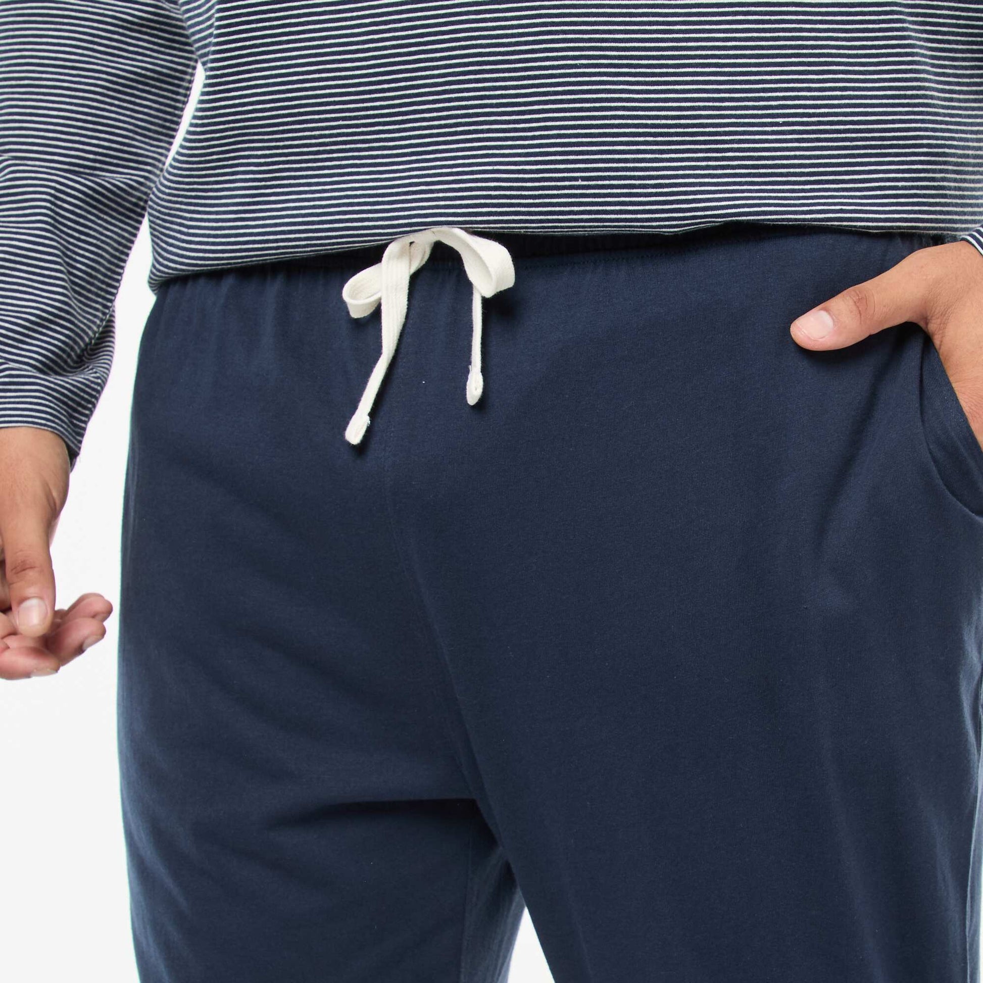 Conjunto de pijama largo de punto camiseta + pantalón - 2 piezas AZUL