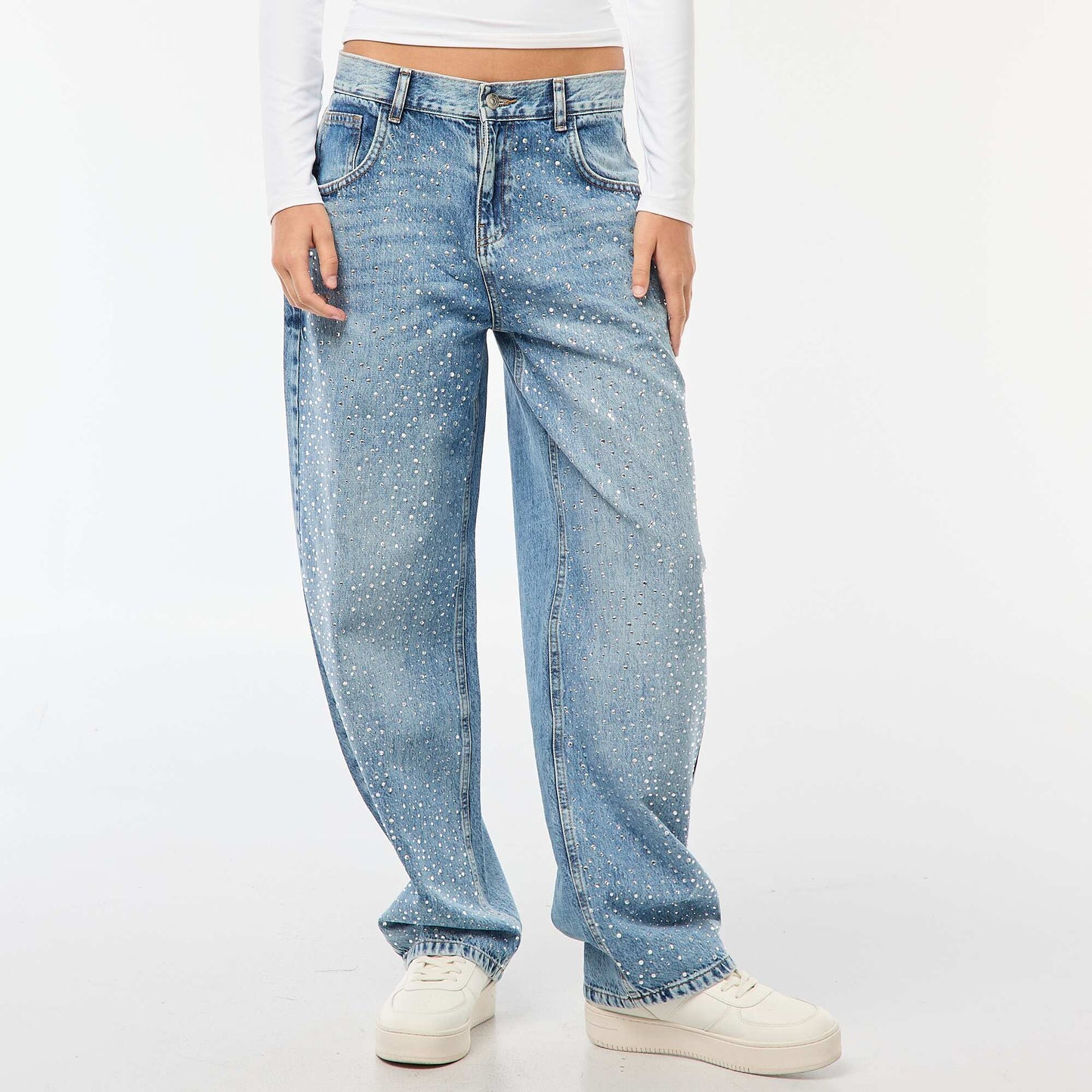 Jean recto con strass AZUL