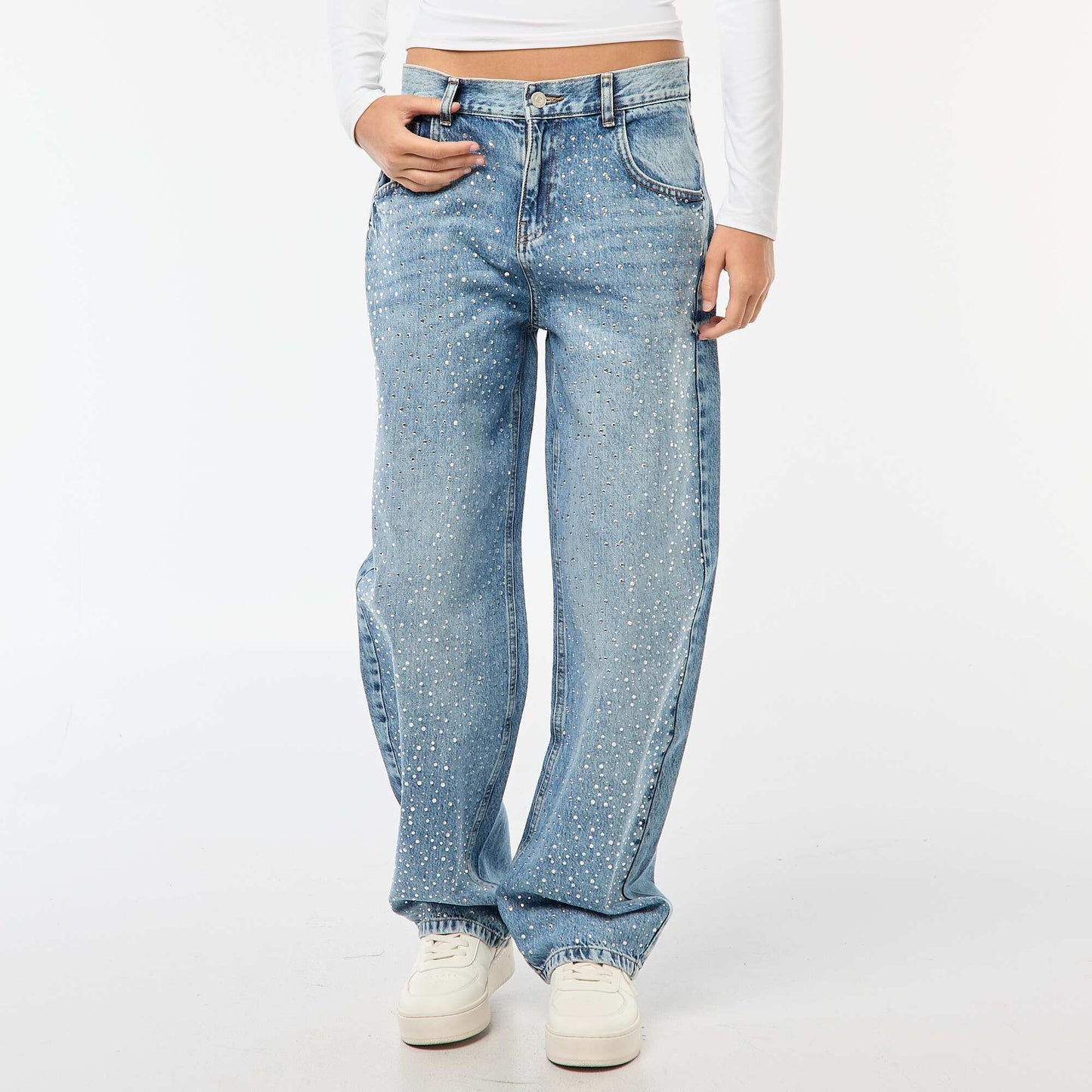 Jean recto con strass AZUL