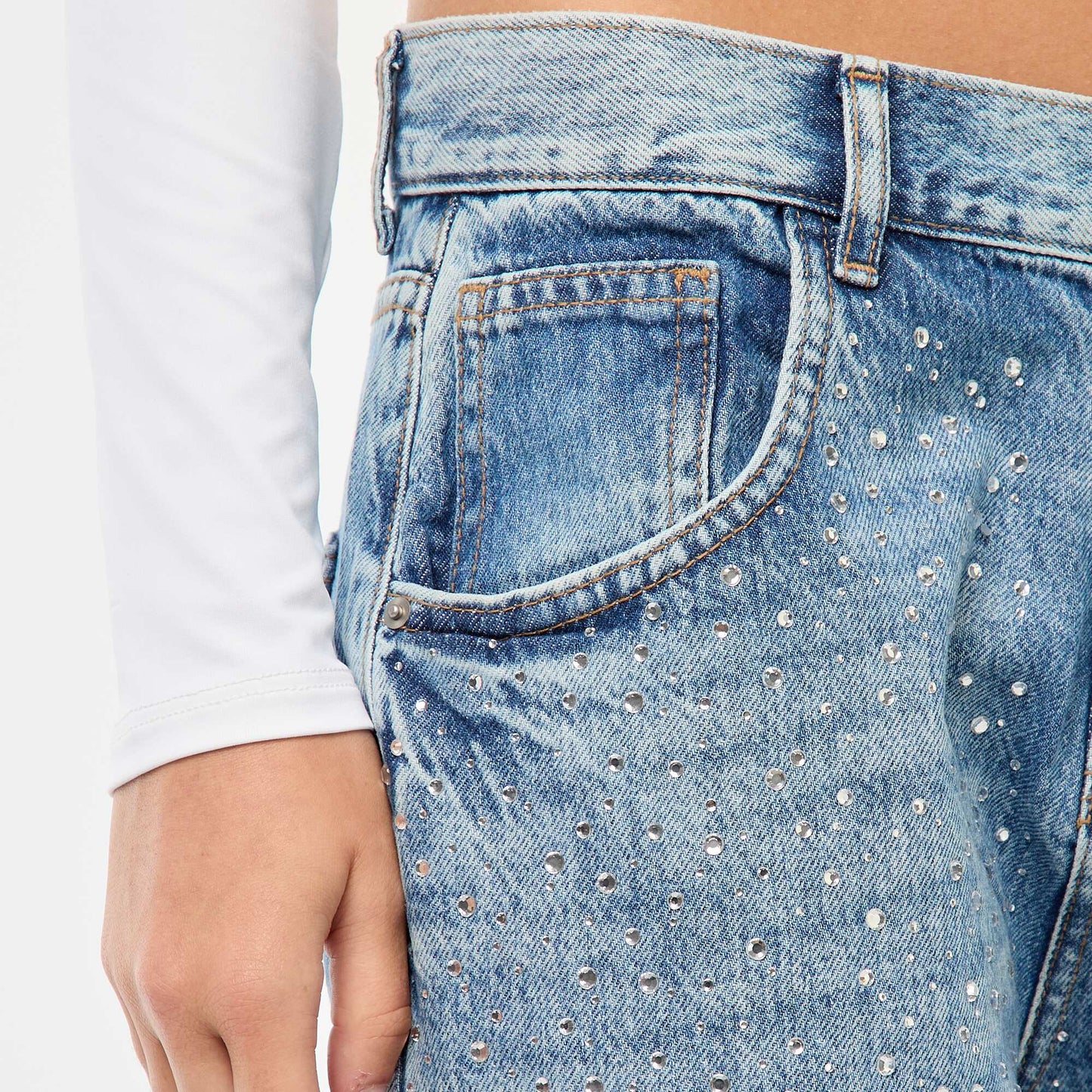 Jean recto con strass AZUL