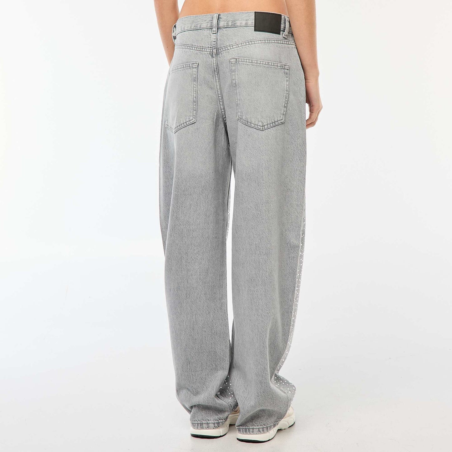 Jean recto con strass GRIS