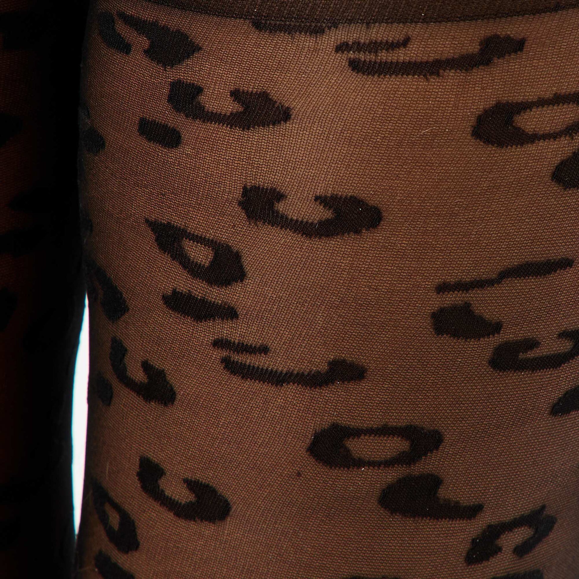 Medias ligeras estampadas con diseño de leopardo NEGRO