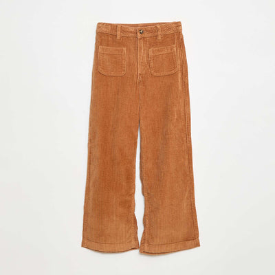 Pantalón ancho de pana lisa MARRON