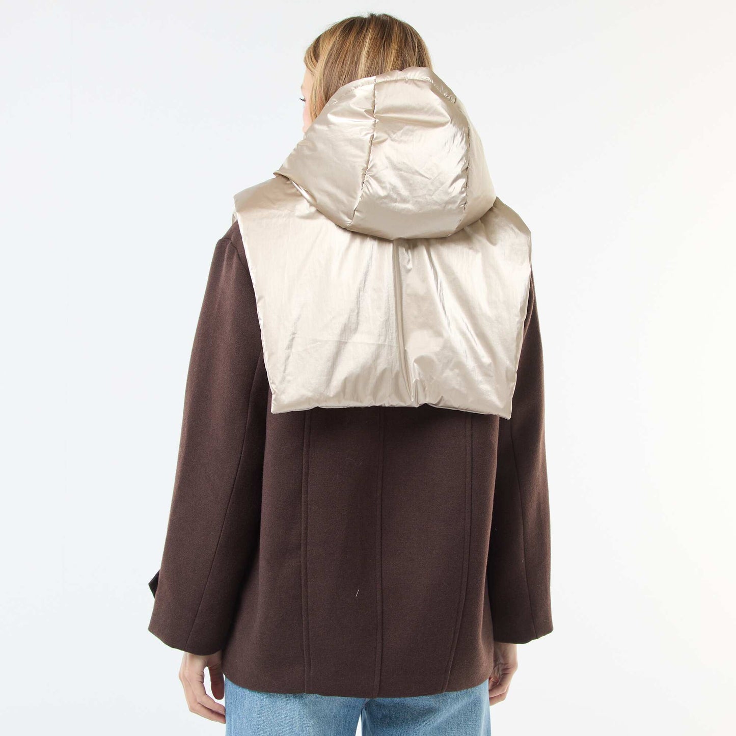 Plastrón con capucha plateado BEIGE