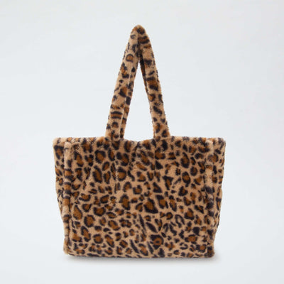 Bolso shopper de imitación de piel de leopardo MARRON