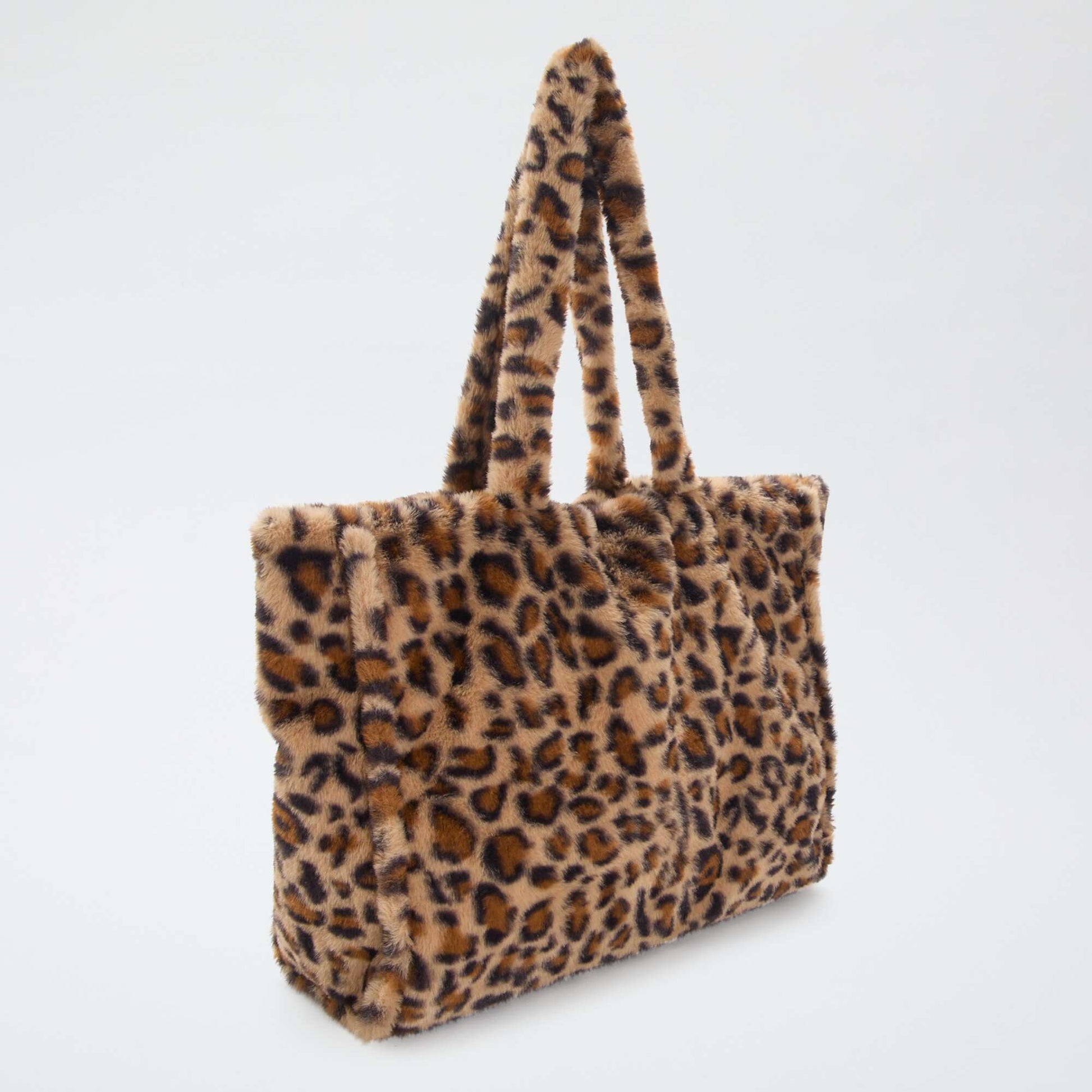 Bolso shopper de imitación de piel de leopardo MARRON