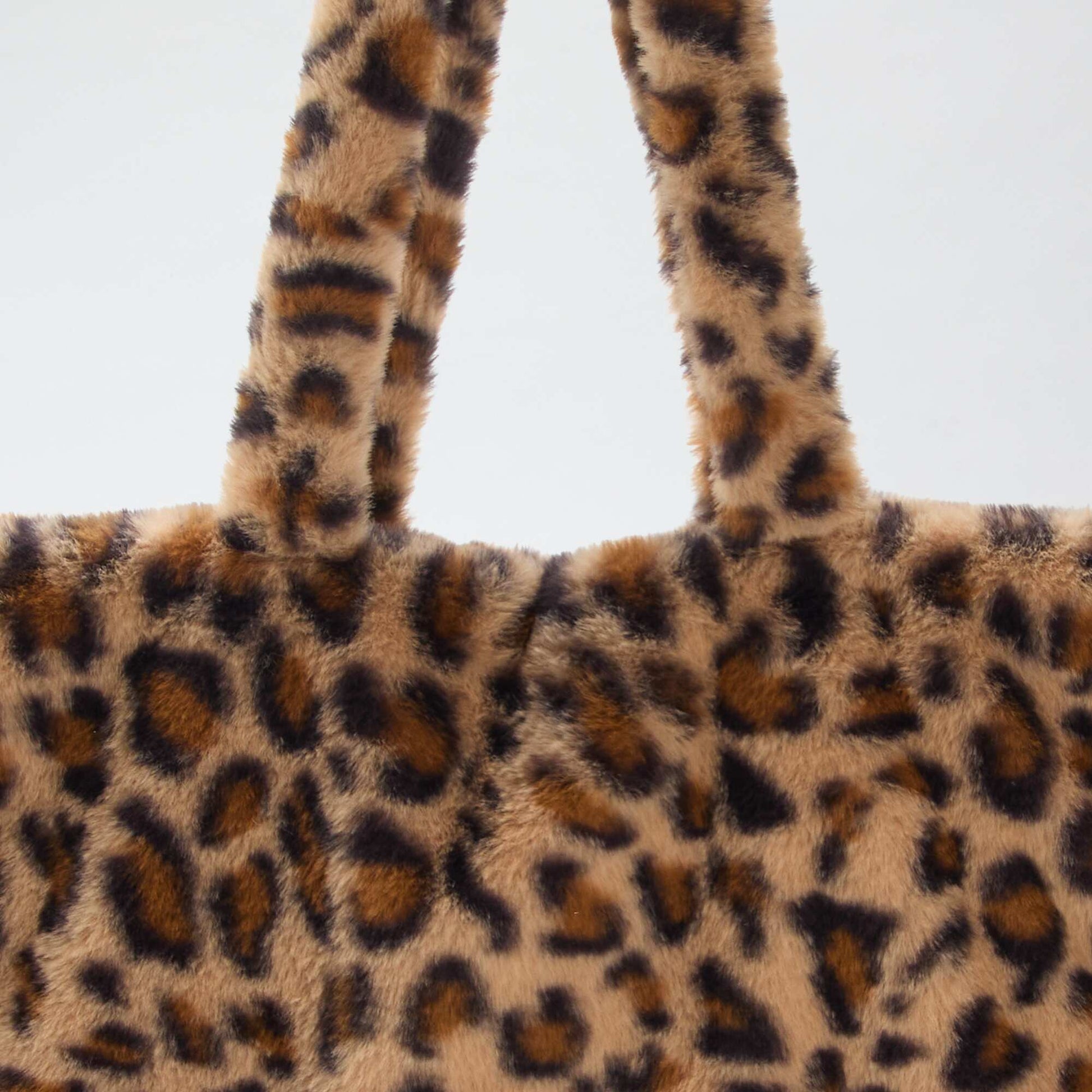 Bolso shopper de imitación de piel de leopardo MARRON
