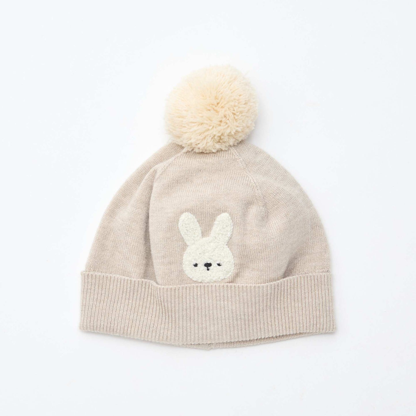 Gorro de punto con pompón BEIGE