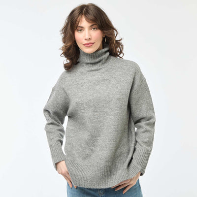 Sweater de cuello alto en punto grueso GRIS