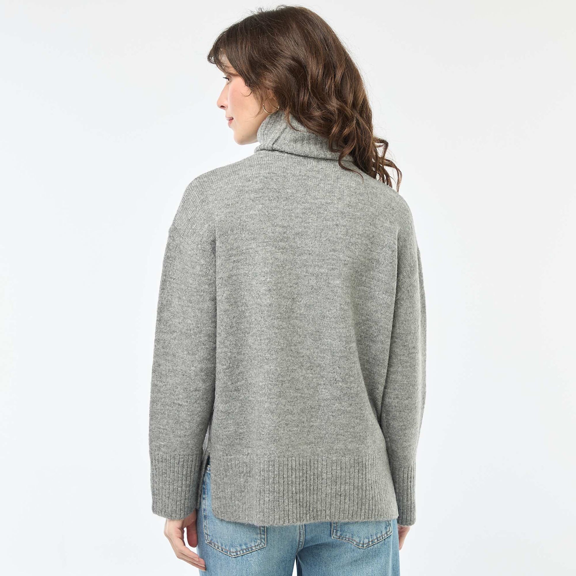 Sweater de cuello alto en punto grueso GRIS