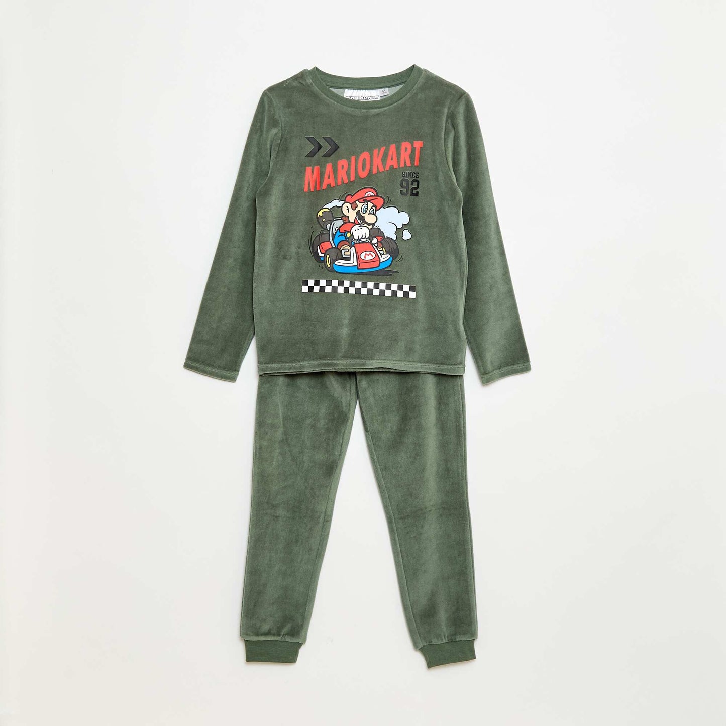 Pijama largo de terciopelo 'Mario Kart' camiseta + pantalón - 2 piezas VERDE