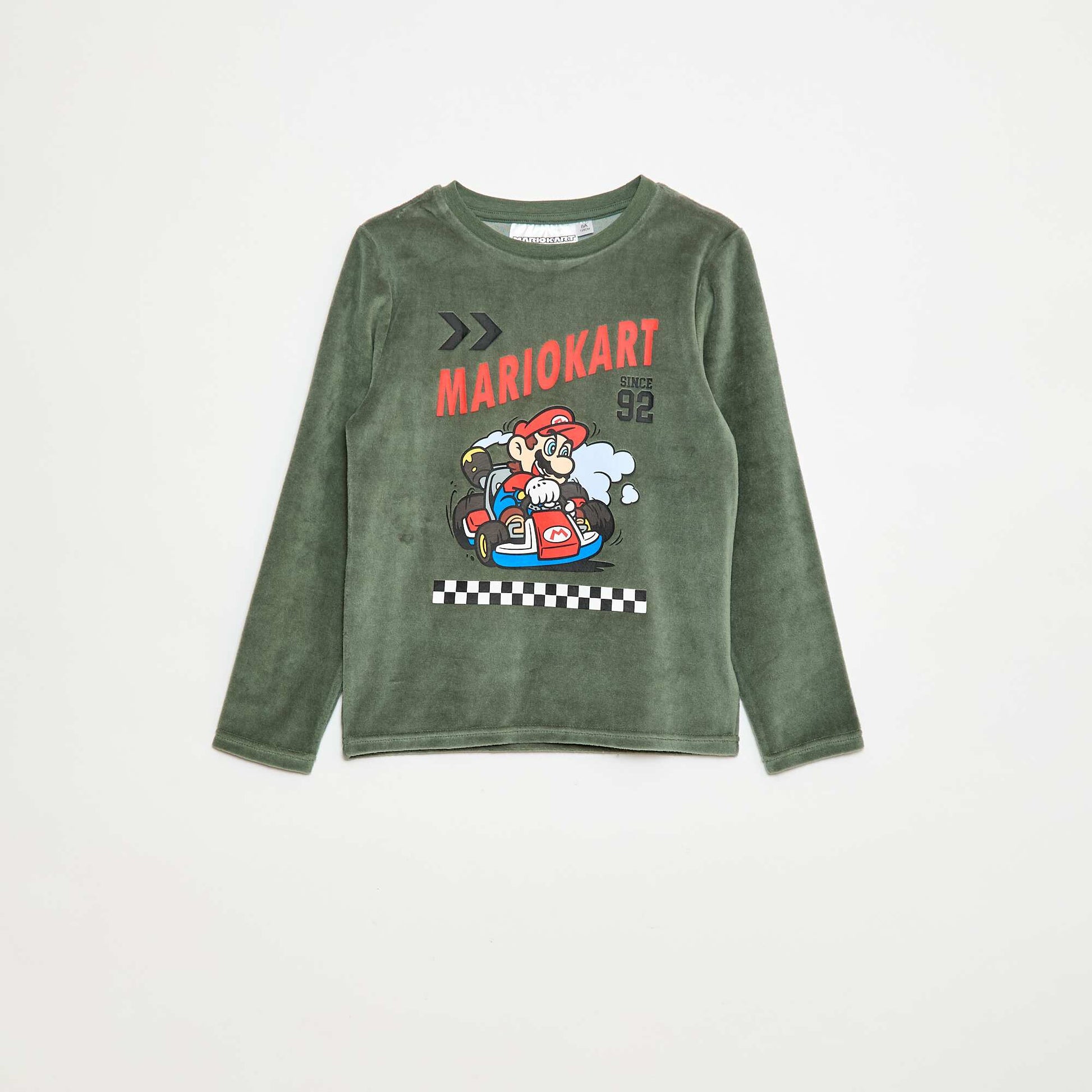 Pijama largo de terciopelo 'Mario Kart' camiseta + pantalón - 2 piezas VERDE