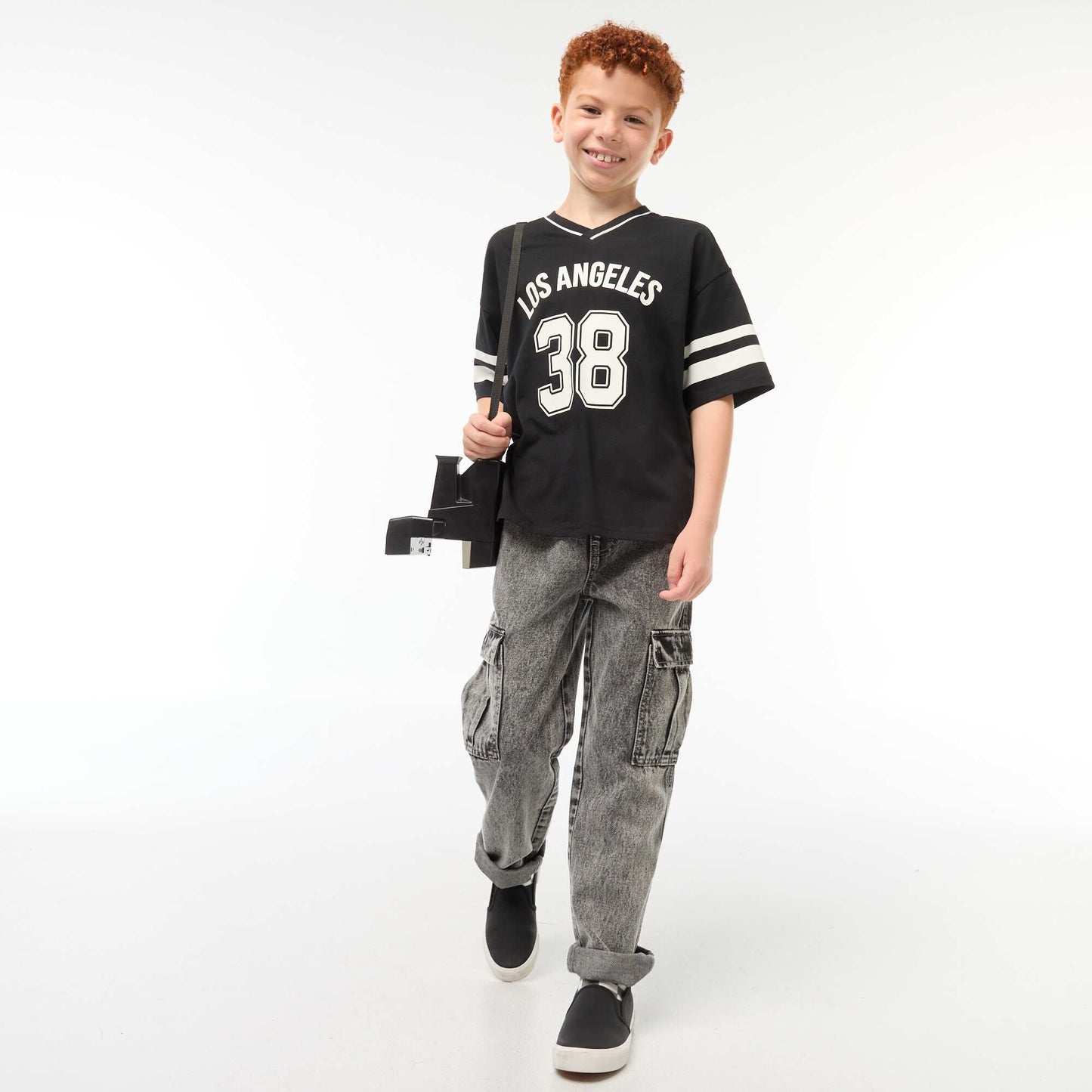 Camiseta estilo baseball NEGRO