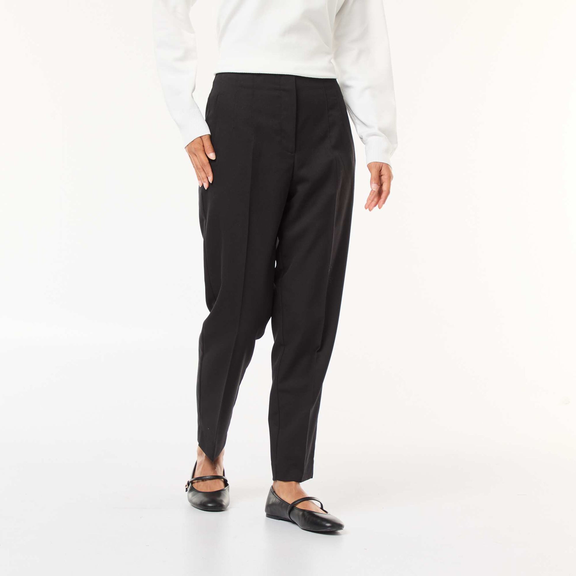 Pantalón recto de tiro alto NEGRO