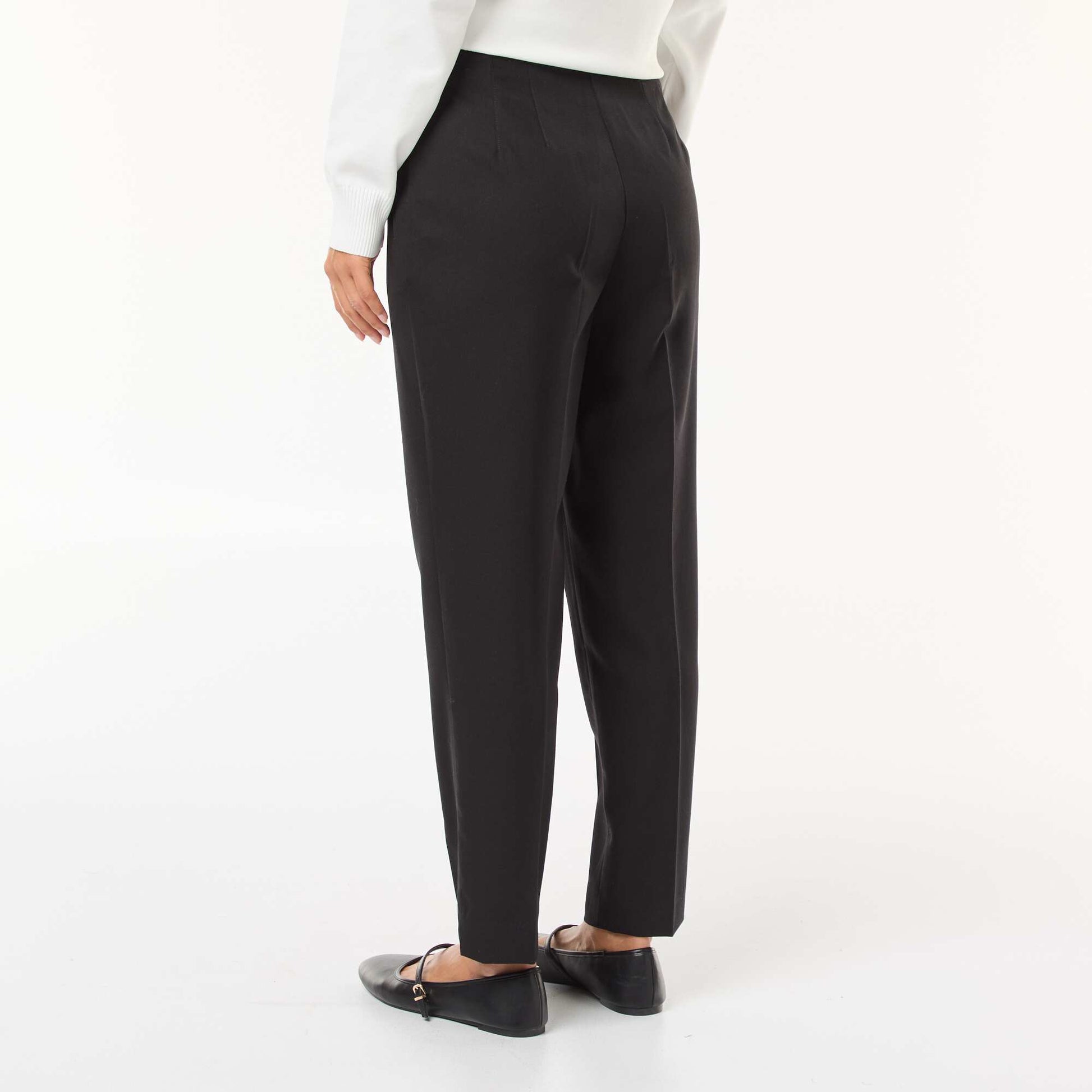 Pantalón recto de tiro alto NEGRO