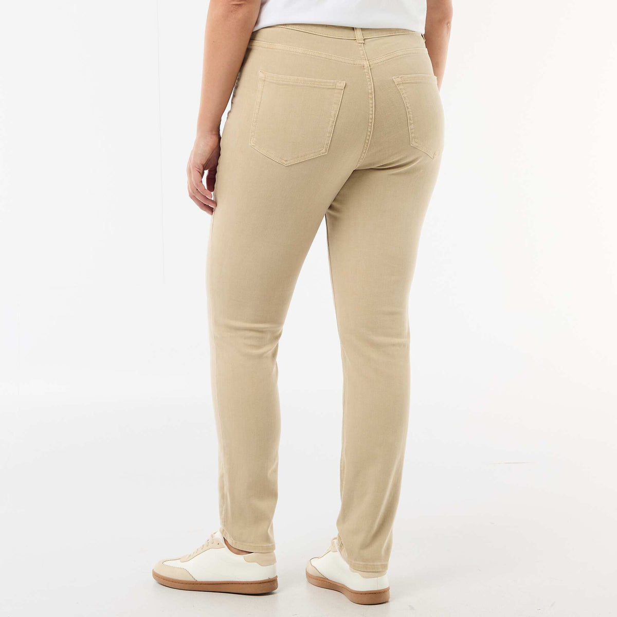 Pantalón skinny de tiro alto BEIGE