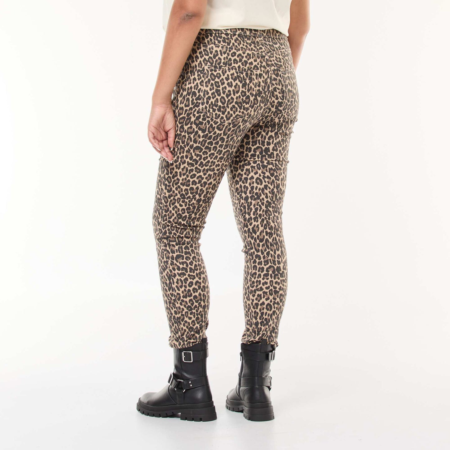 Pantalón skinny de tiro alto BEIGE
