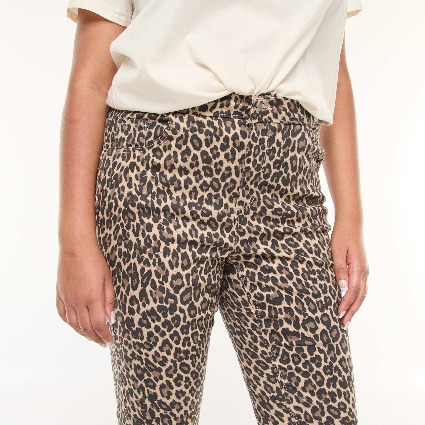 Pantalón skinny de tiro alto BEIGE