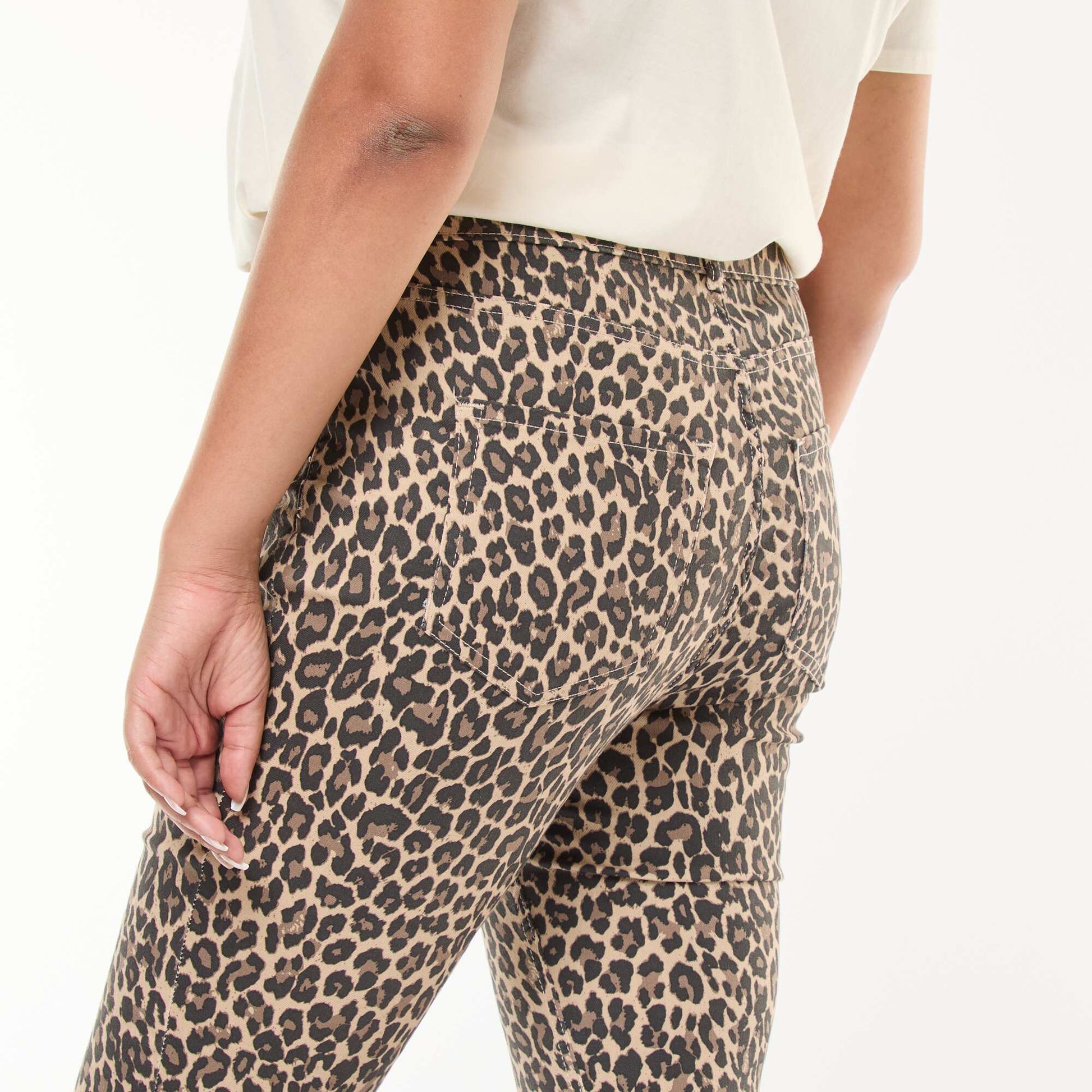 Pantalón skinny de tiro alto BEIGE