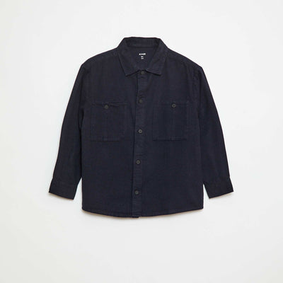 Camisa abotonada de franela AZUL