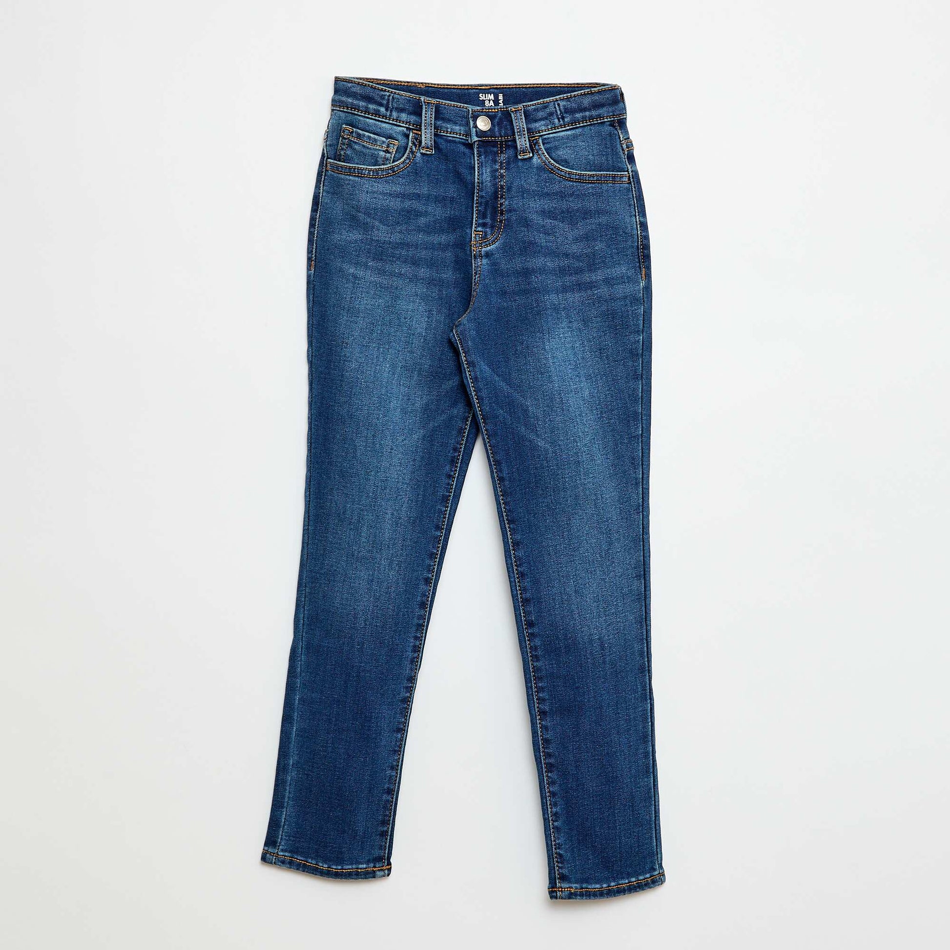 Pantalón jean elástico corte slim de algodón AZUL
