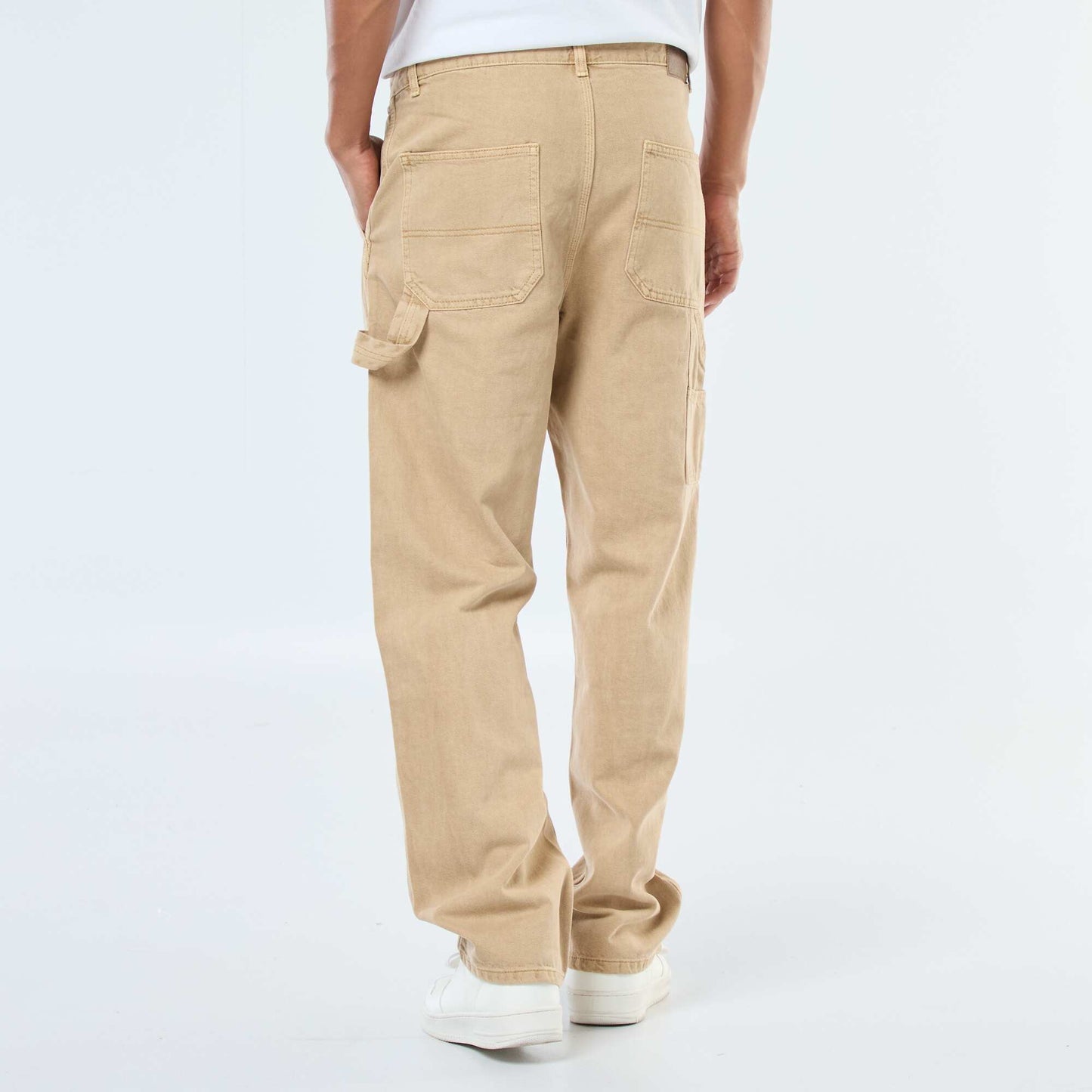 Pantalón jean estilo carpintero BEIGE