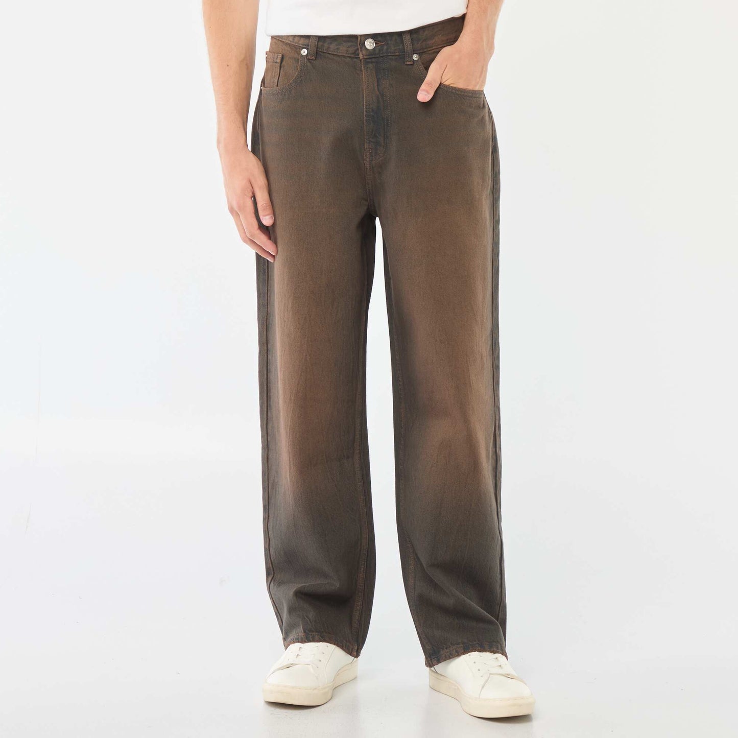 Jean ancho tipo baggy con 5 bolsillos NEGRO
