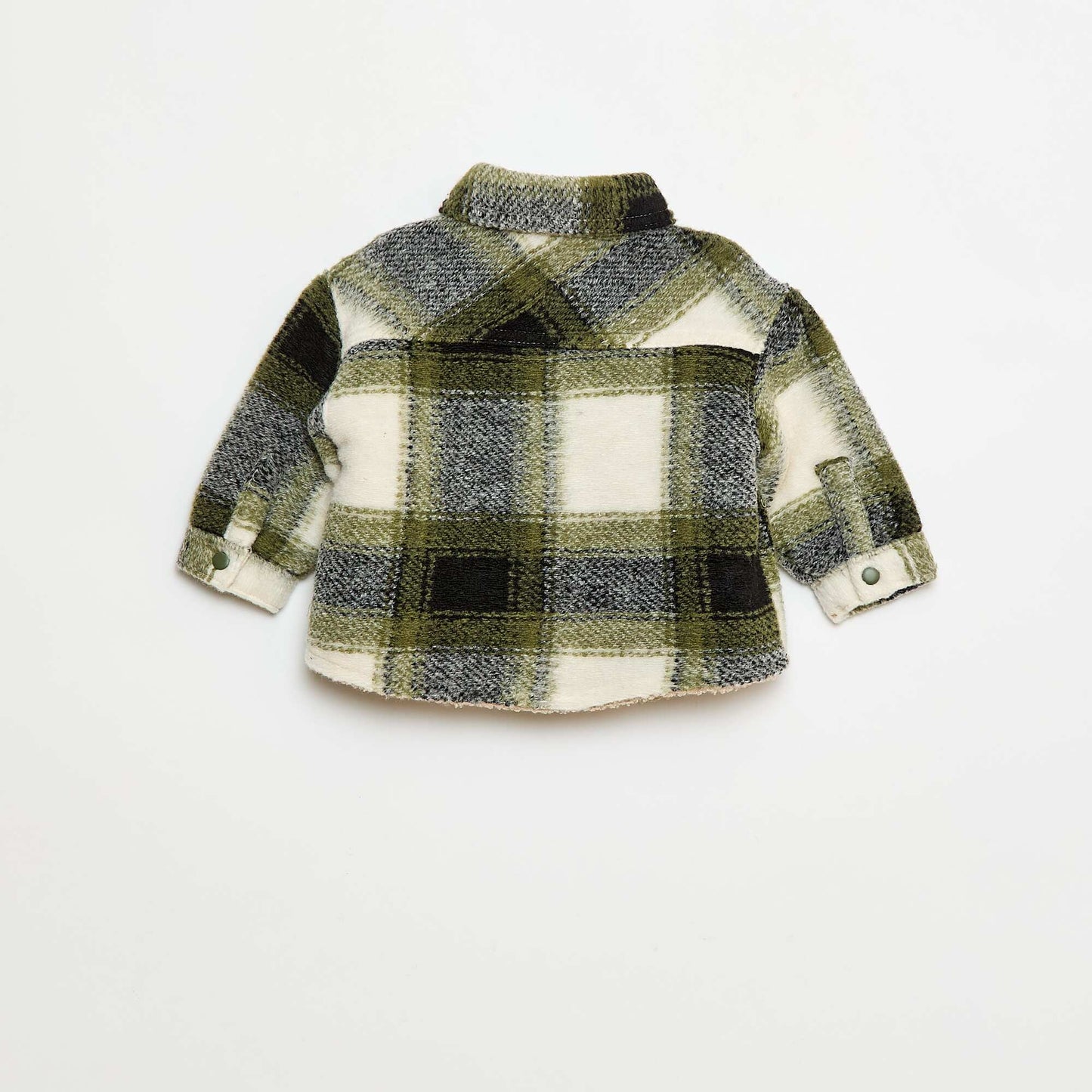 Sobrecamisa de cuadros con efecto lana VERDE