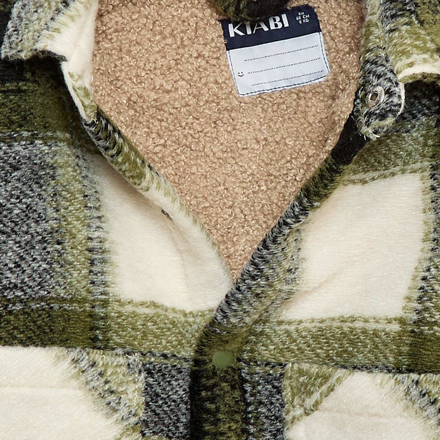 Sobrecamisa de cuadros con efecto lana VERDE