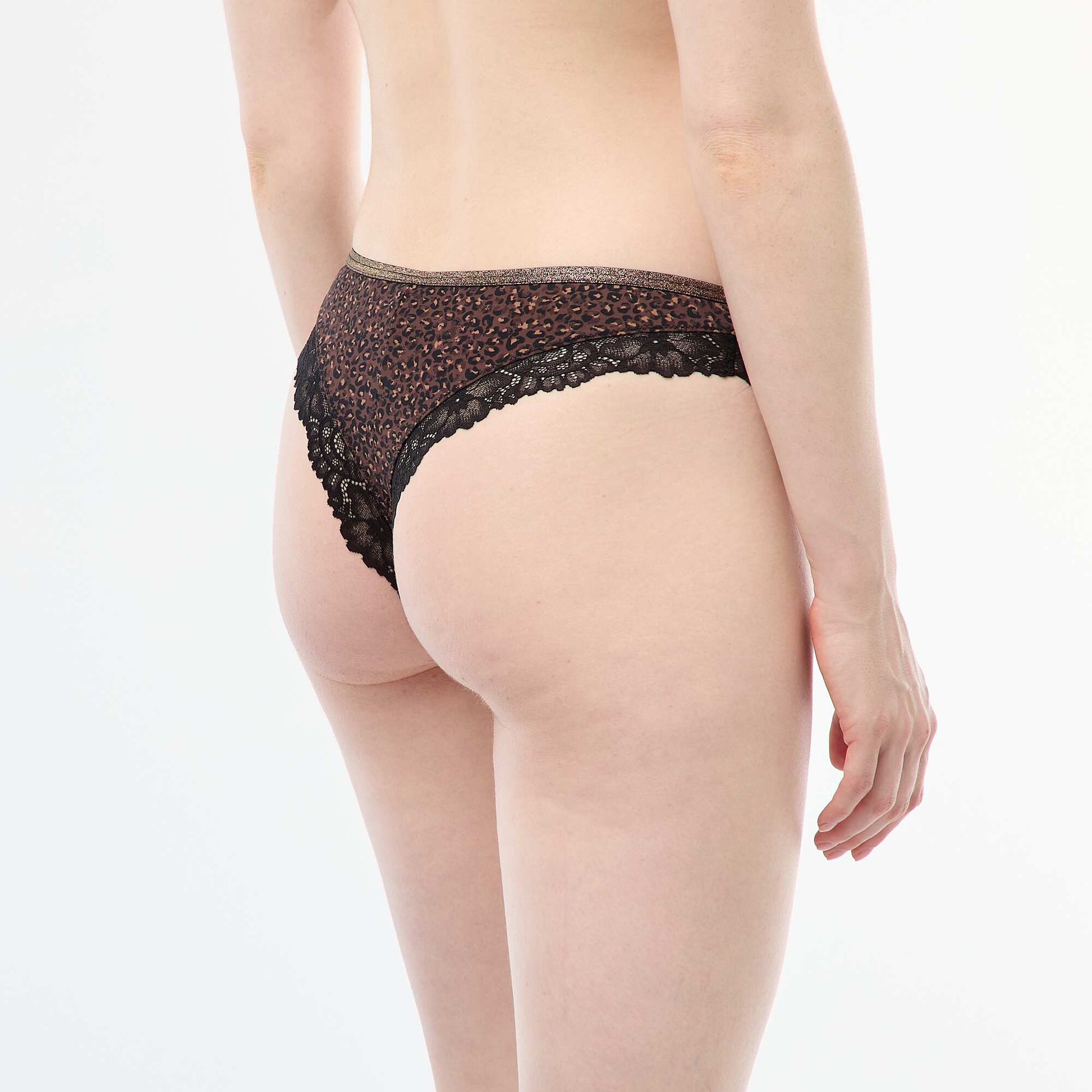 Tanga de microfibra estampada MARRON