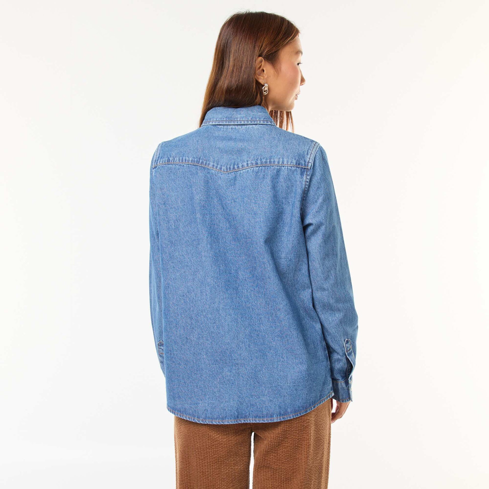 Camisa vaquera con bolsillos de solapa AZUL