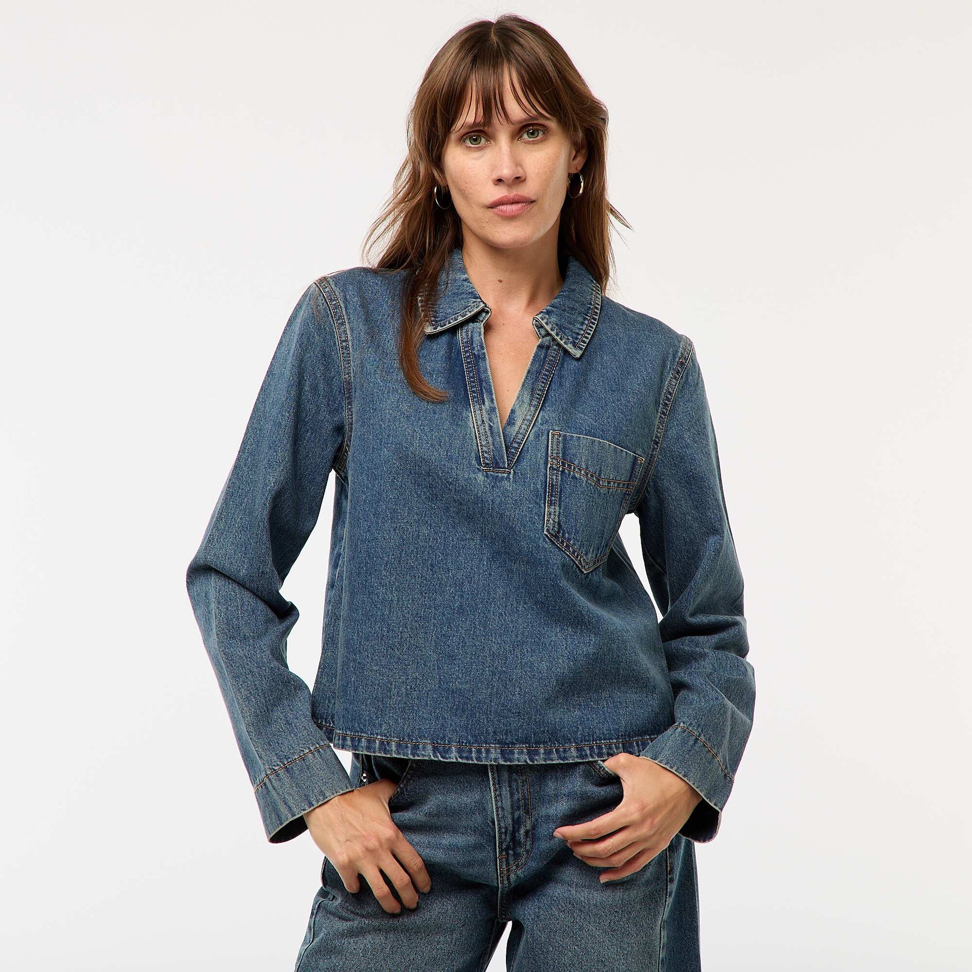 Blusa recta de jean AZUL