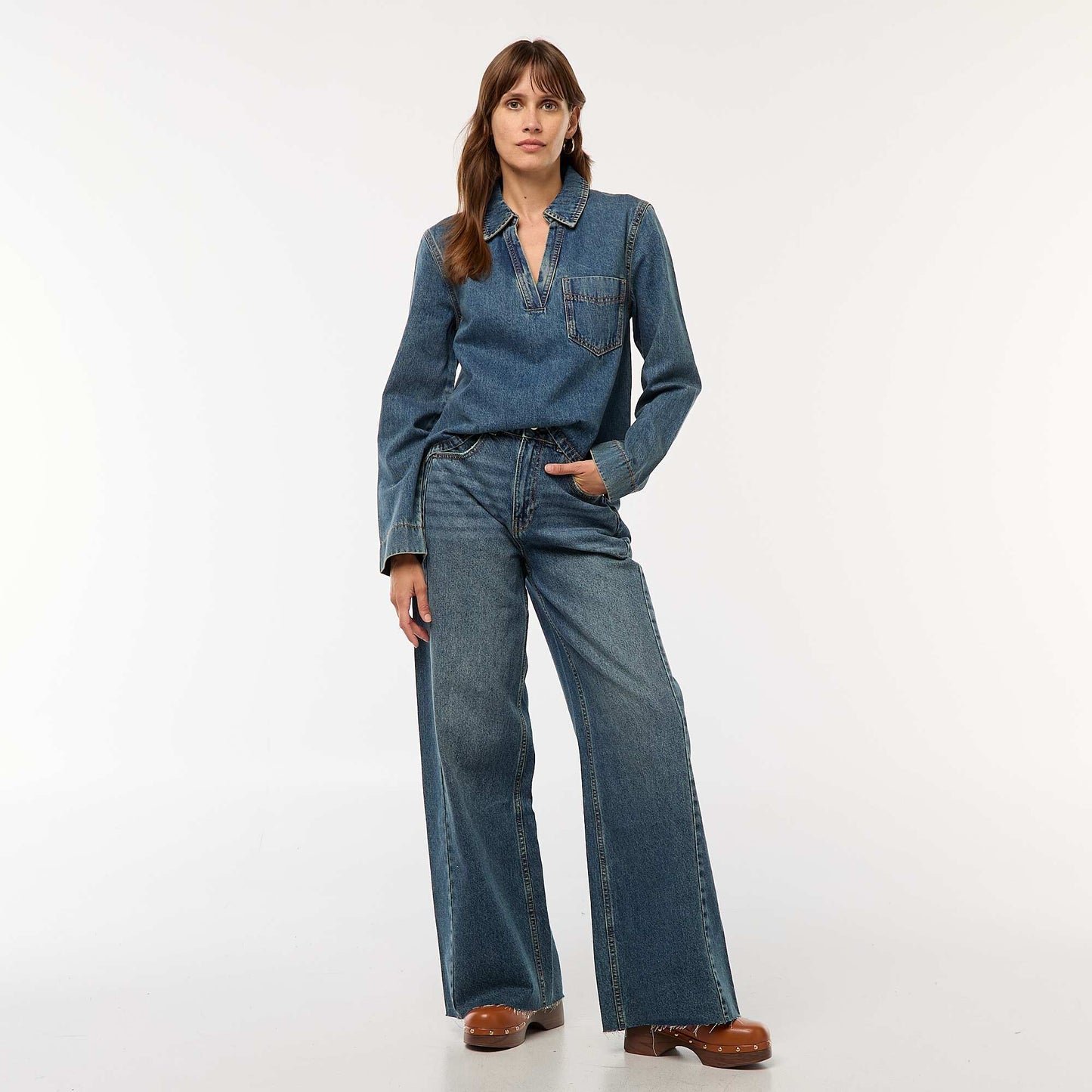 Blusa recta de jean AZUL