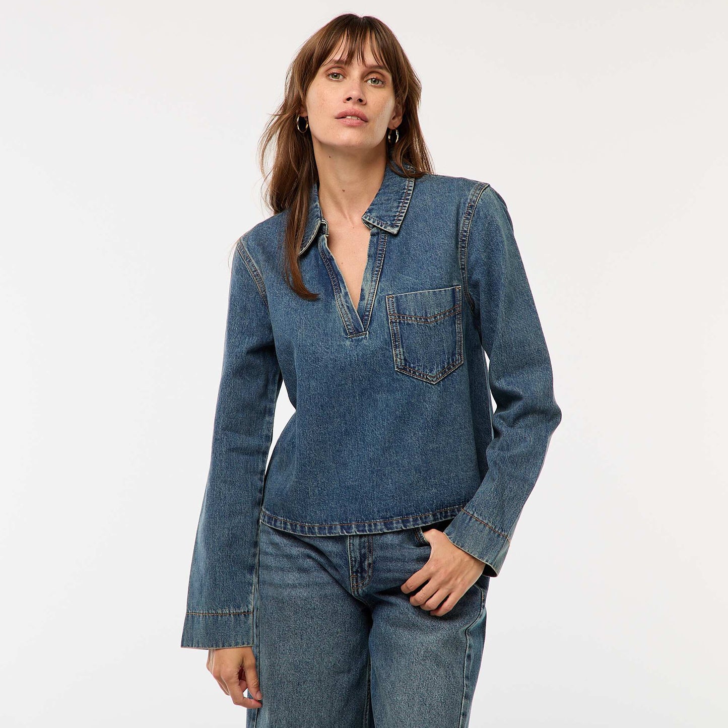 Blusa recta de jean AZUL