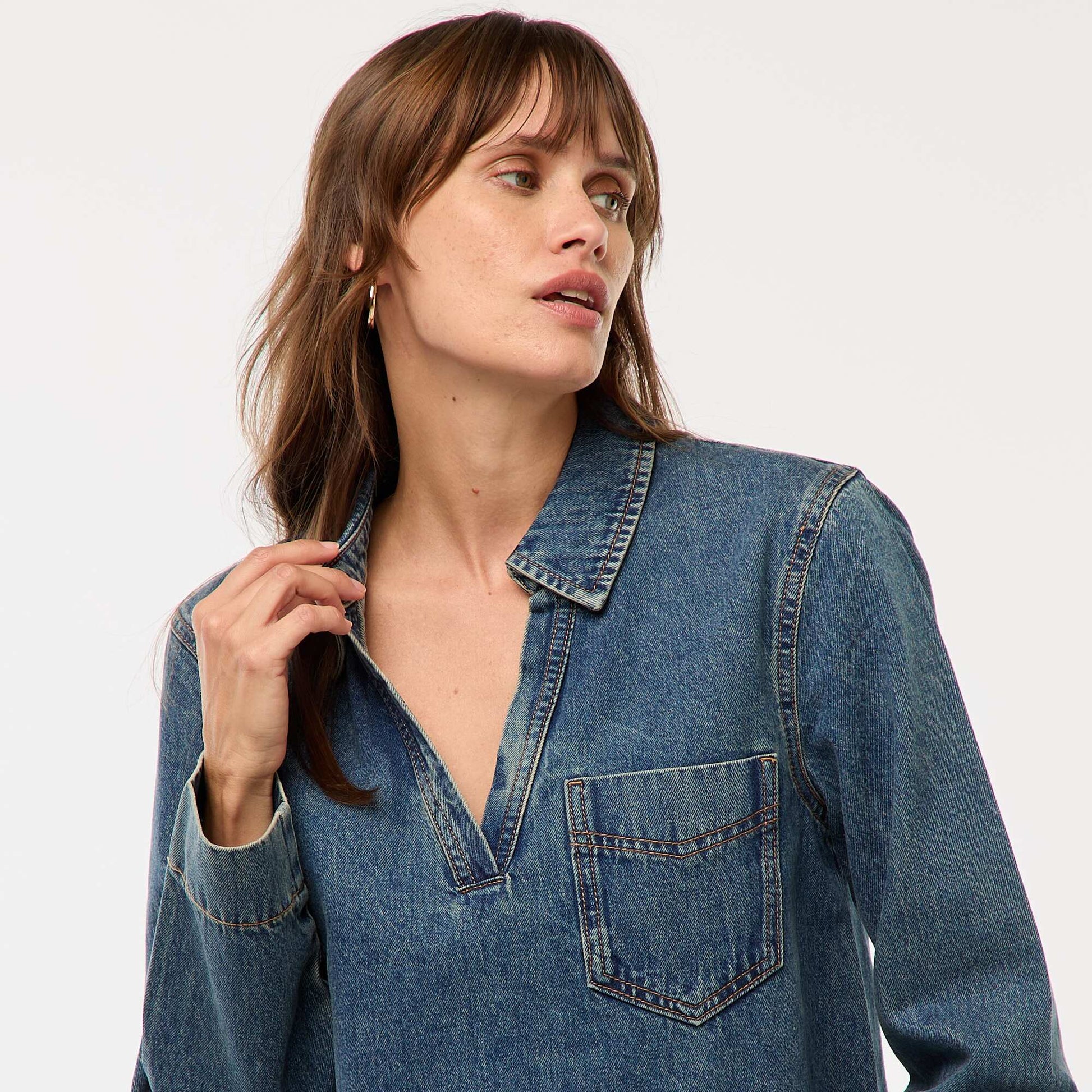 Blusa recta de jean AZUL