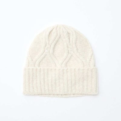Gorro de punto acanalado y trenzado liso BEIGE