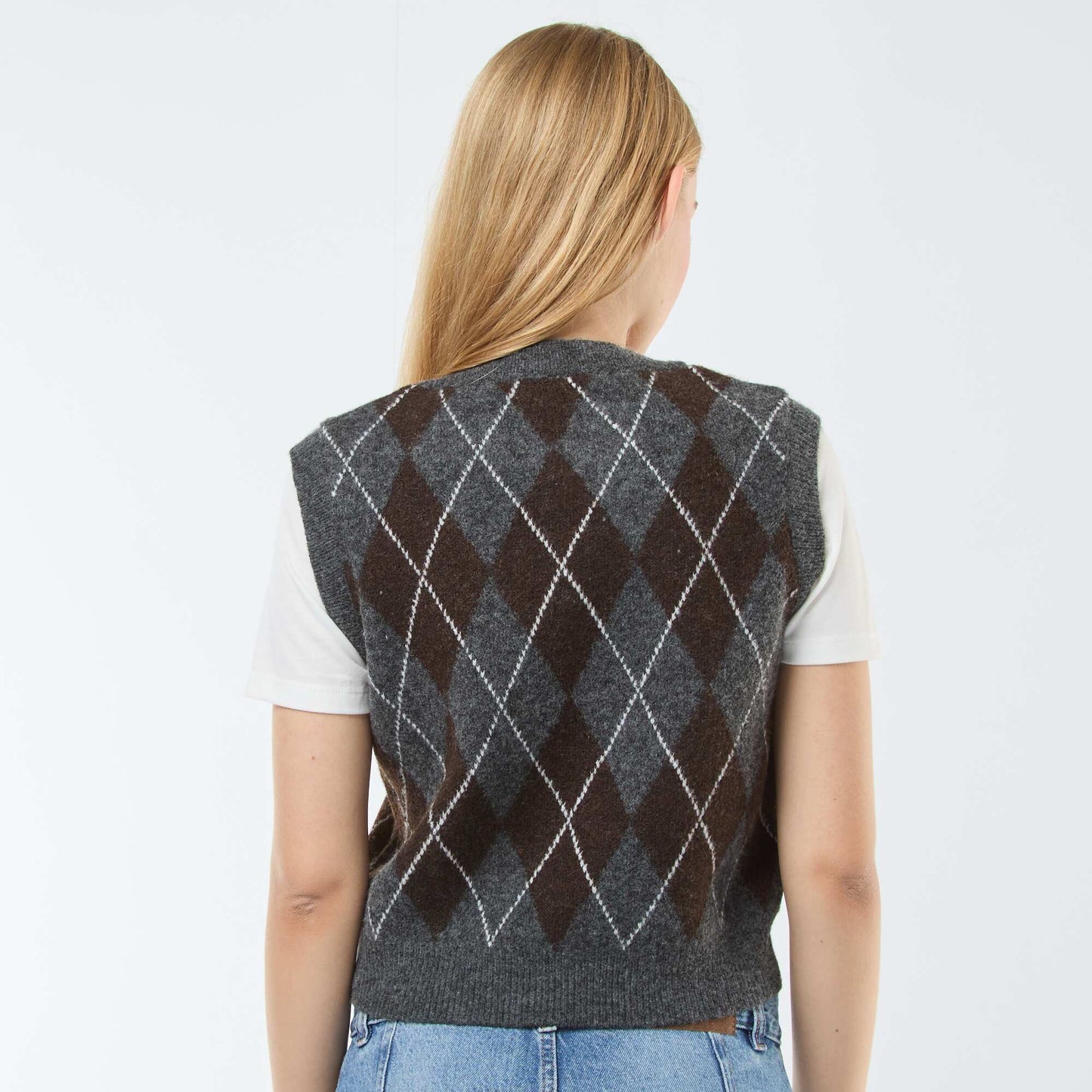 Sweater sin mangas con camiseta 2 en 1 GRIS
