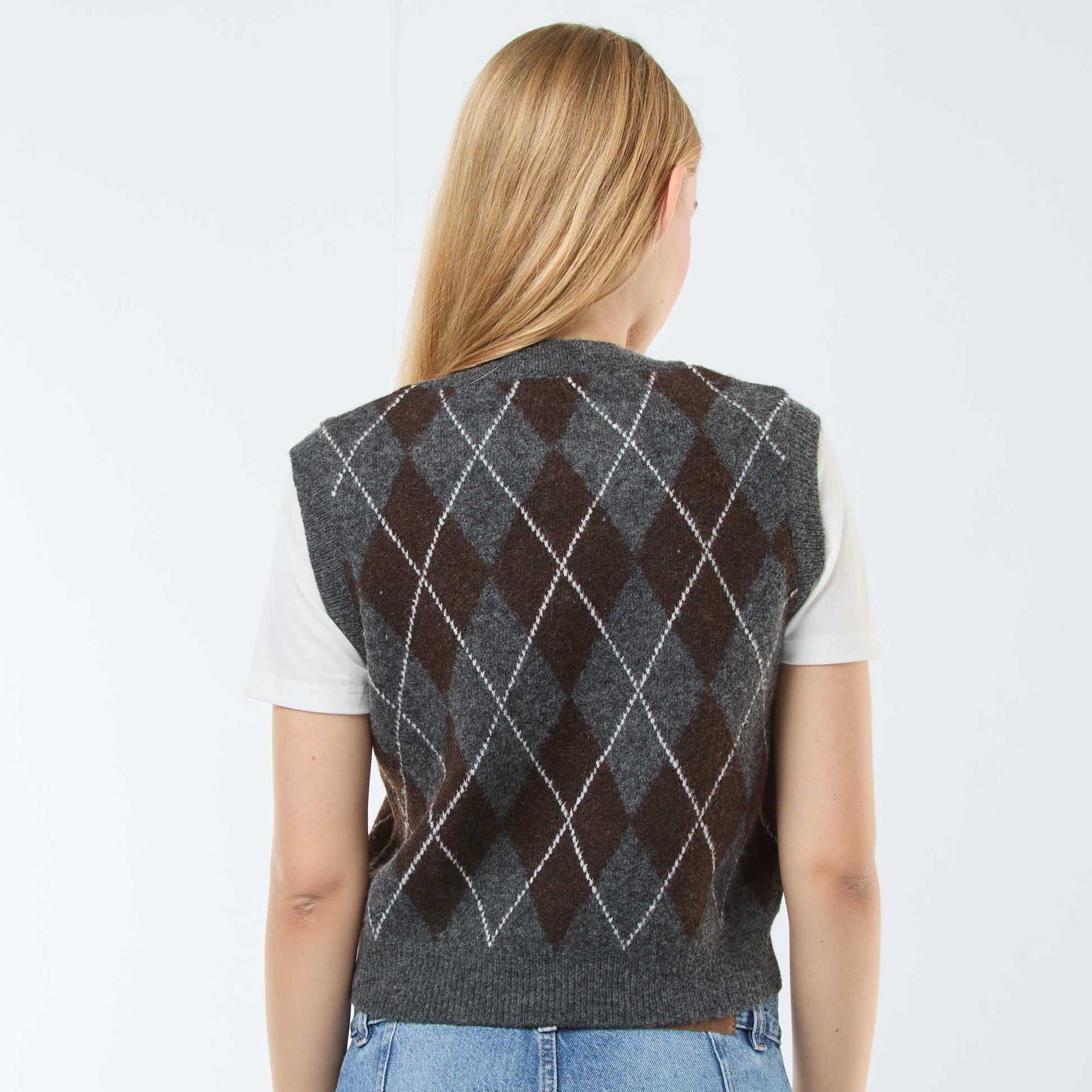 Sweater sin mangas con camiseta 2 en 1 GRIS
