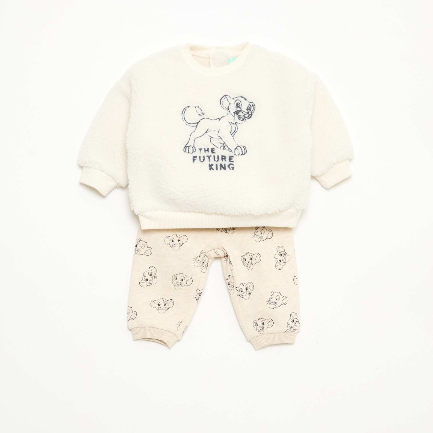 Conjunto buzo + pantalón 'Disney' 'Simba' de algodón BLANCO