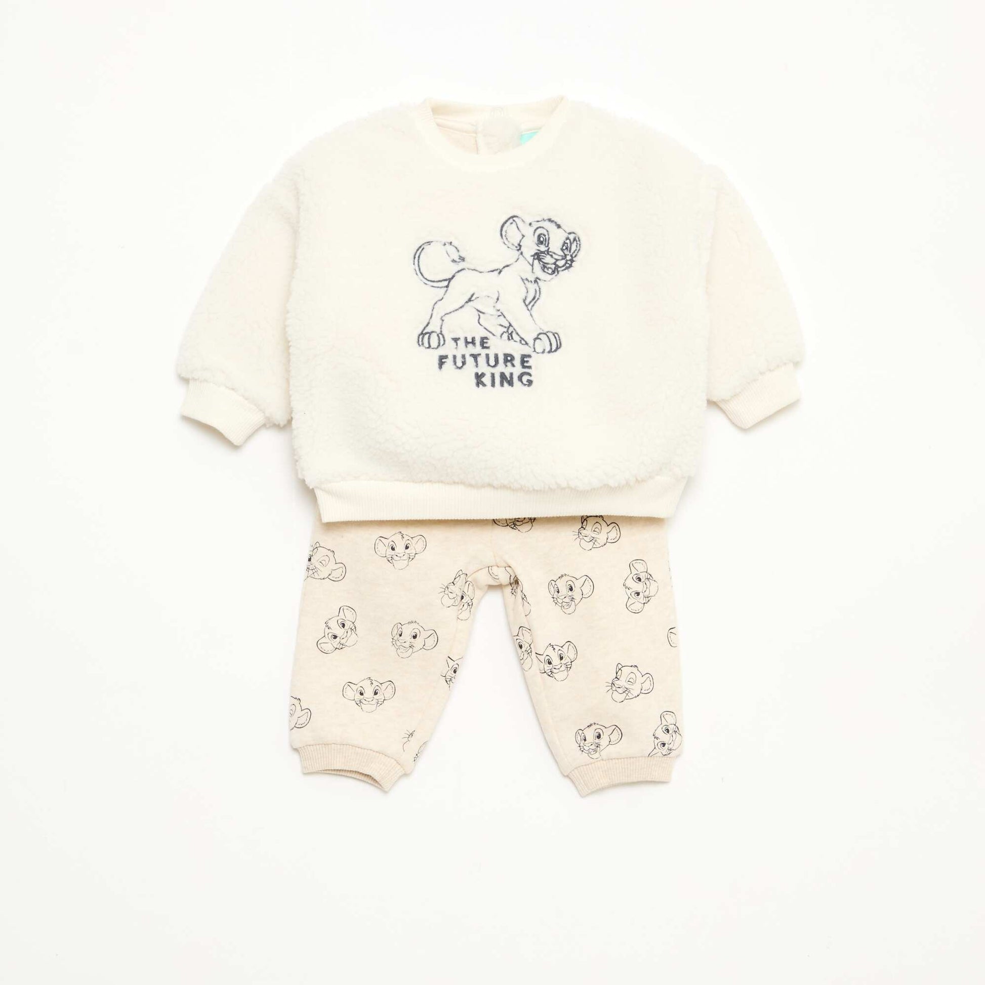 Conjunto buzo + pantalón 'Disney' 'Simba' de algodón BLANCO