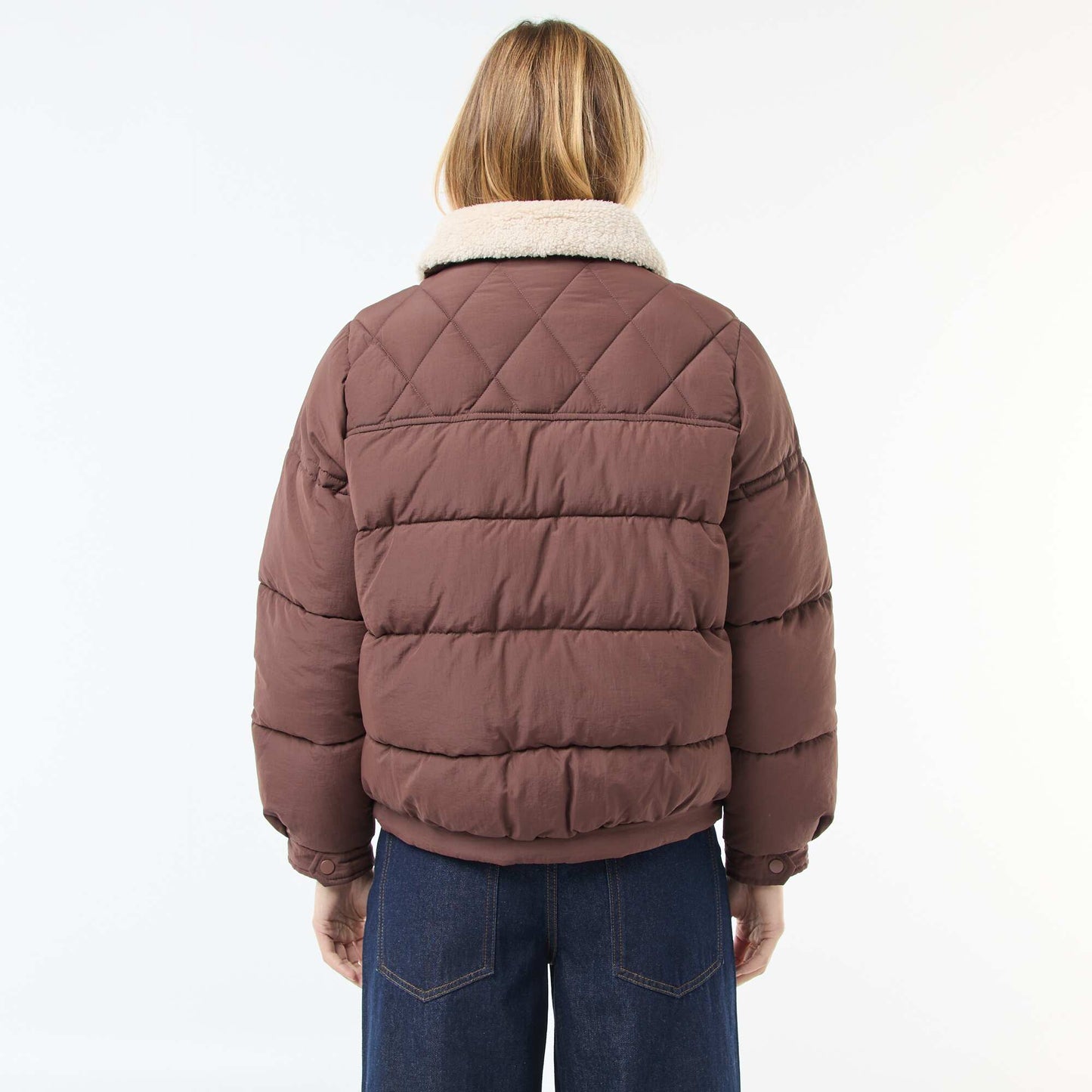 Campera acolchada con cuello efecto borreguito MARRON