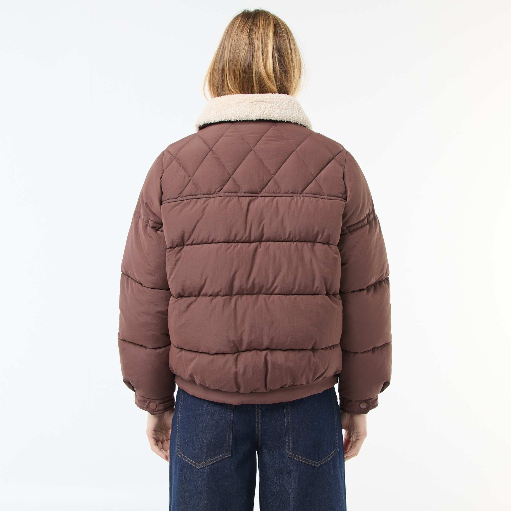Campera acolchada con cuello efecto borreguito MARRON