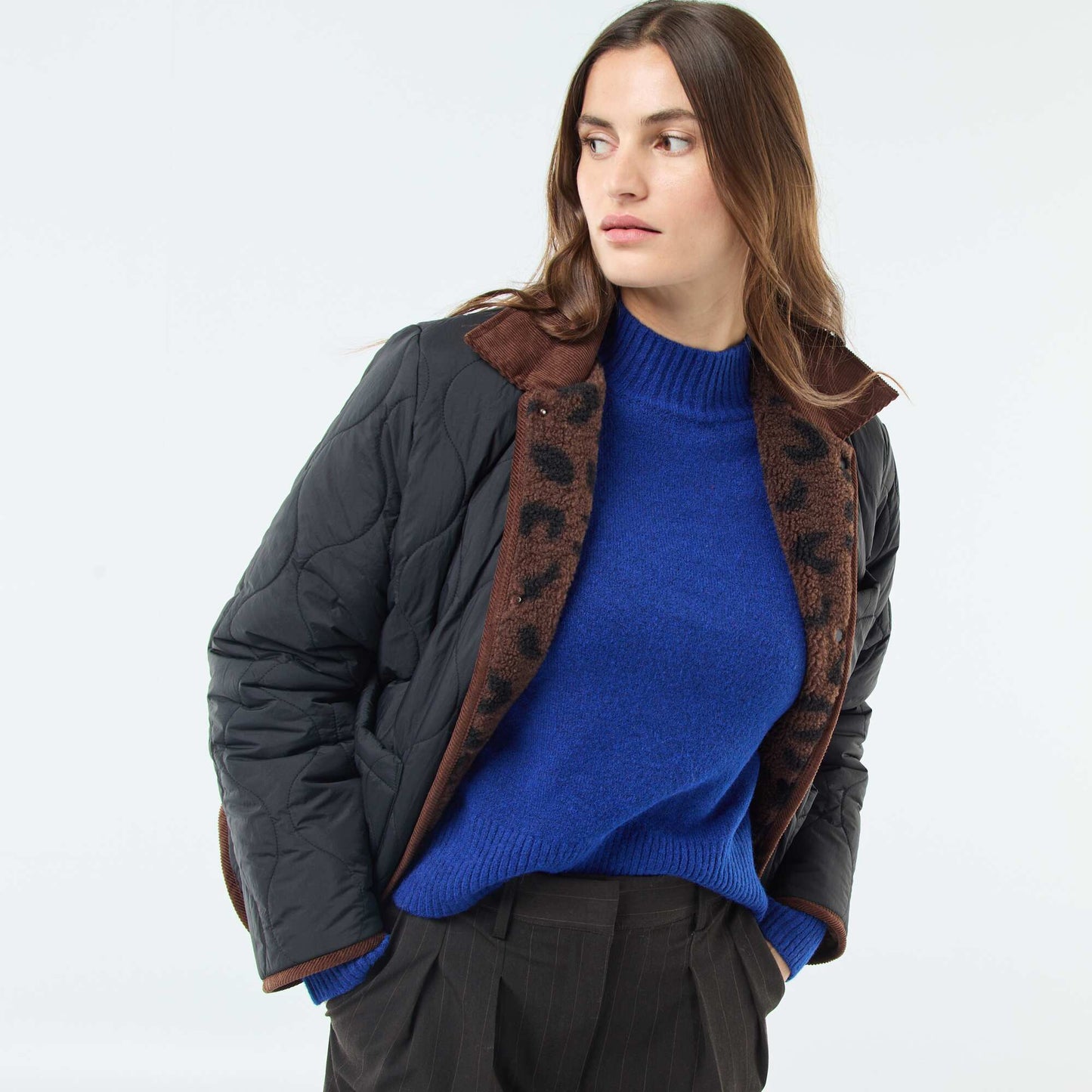 Chaqueta cálida reversible NEGRO