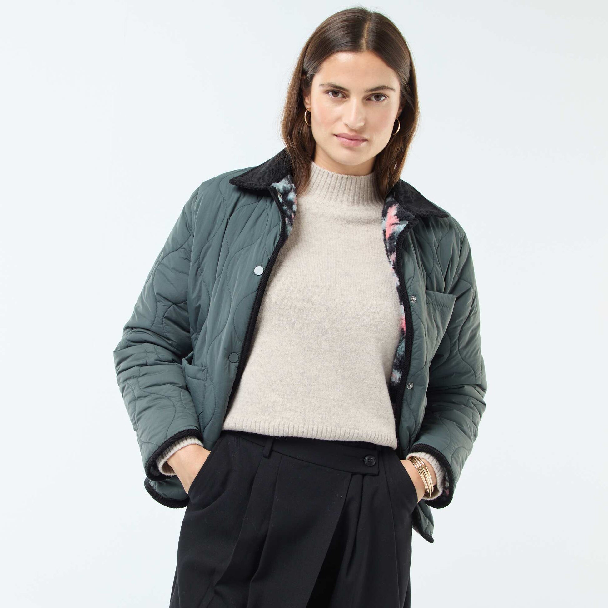 Chaqueta cálida reversible KAKI
