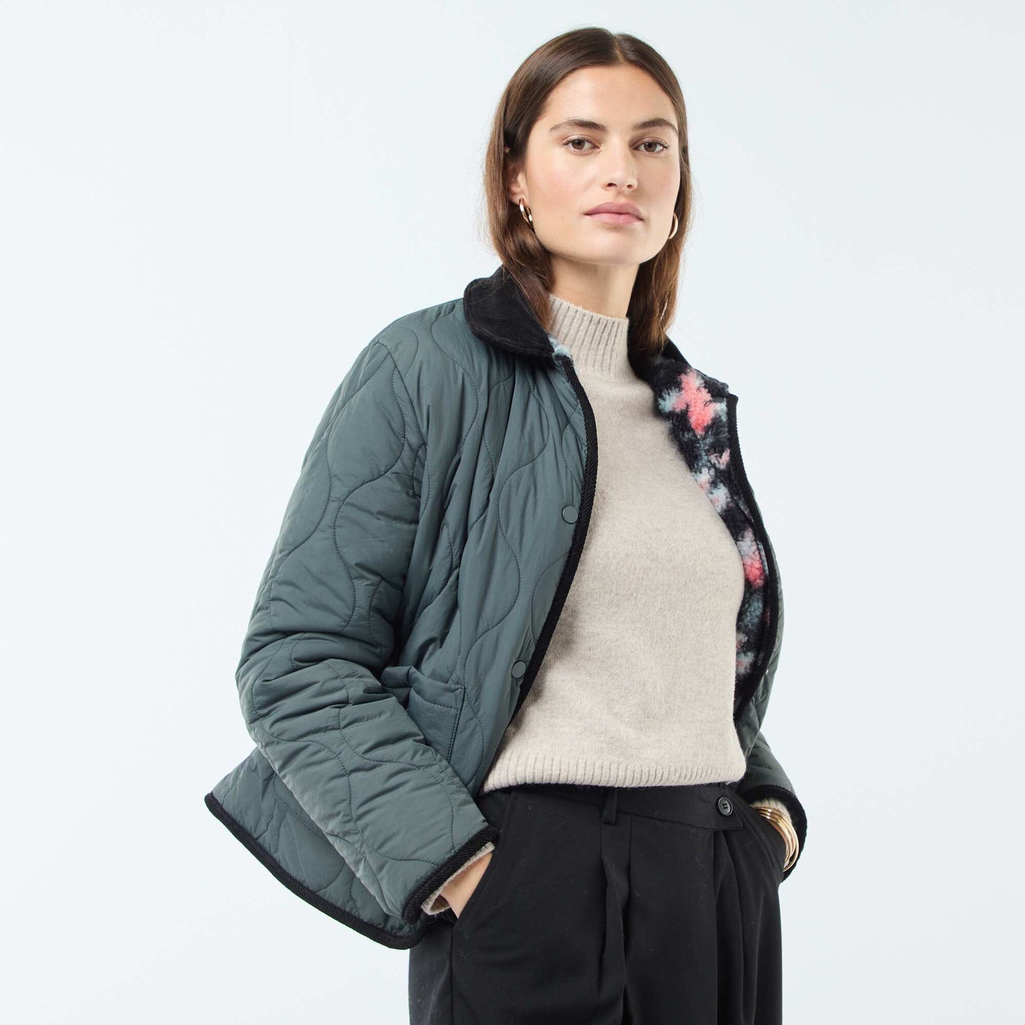 Chaqueta cálida reversible KAKI