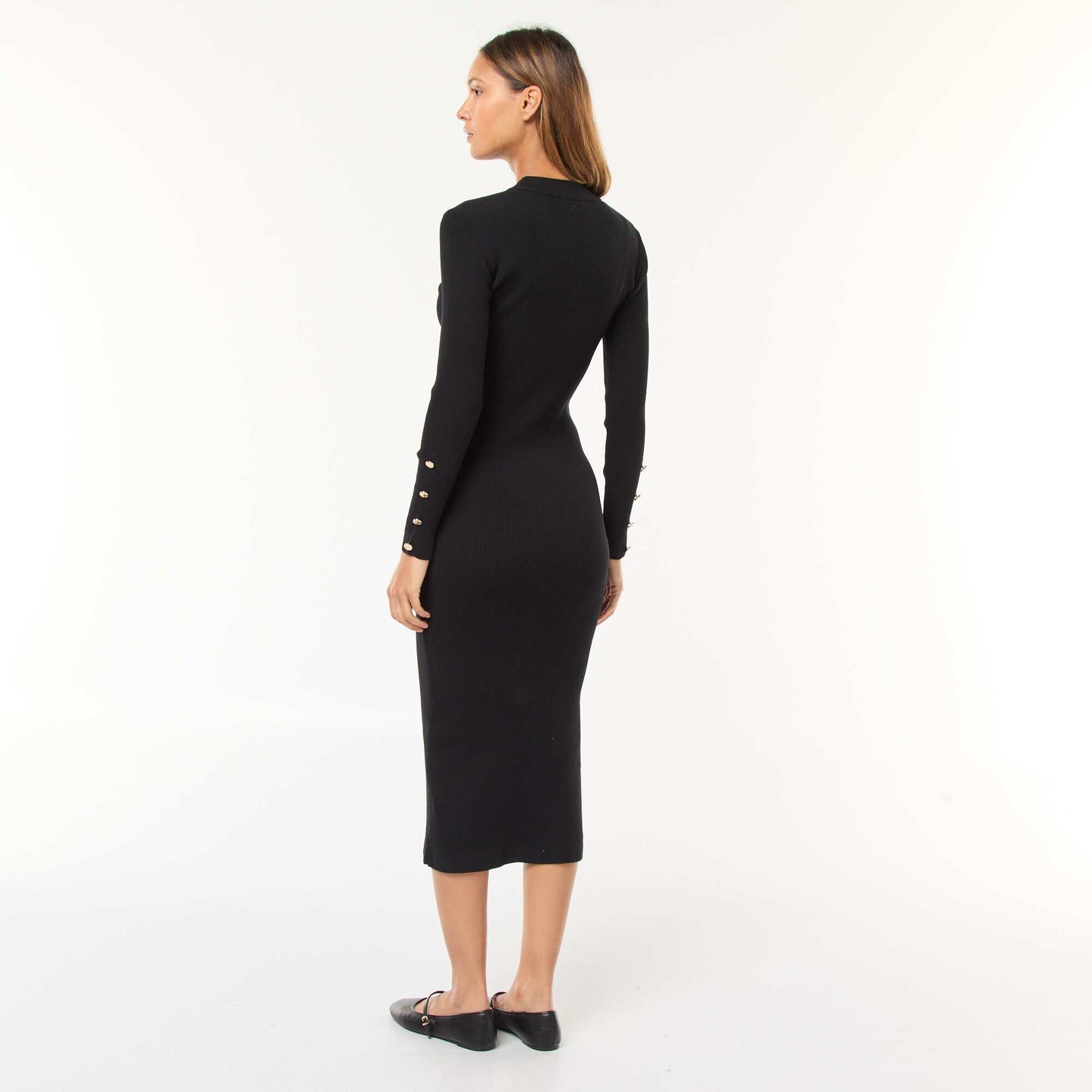 Vestido tubo largo de canalé NEGRO