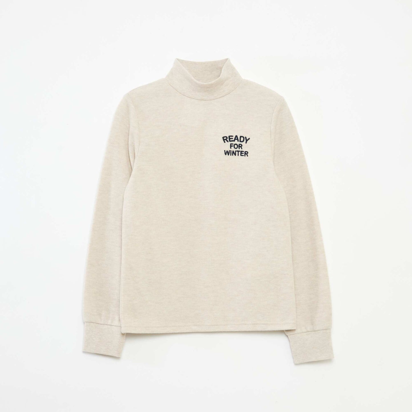 Camiseta interior con bordado en algodón liso BEIGE